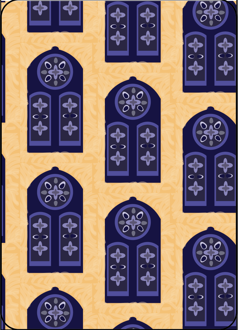 A stylized drawing of playing card back in Illustrator